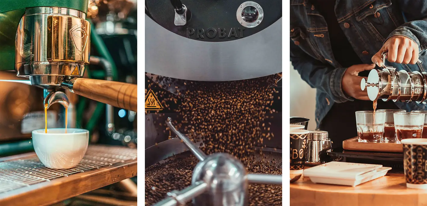 Coffee poured by hand at a Boon bar